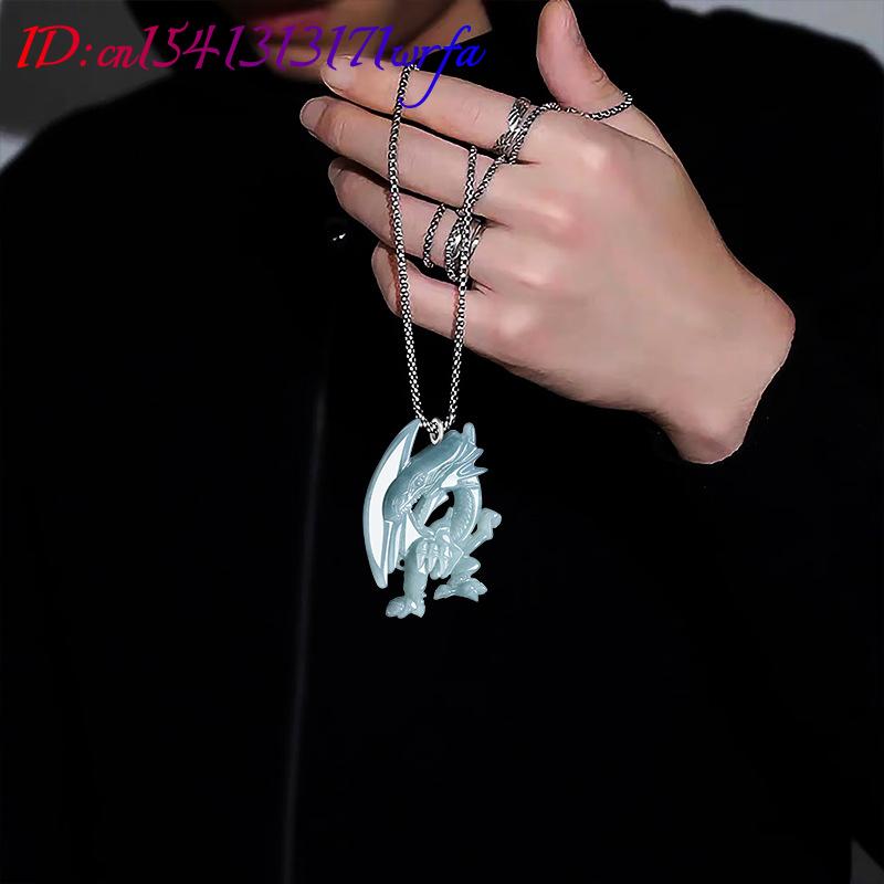 Blue Myanmar Jadeite Dragon Pe - Necklaces 评论和价格