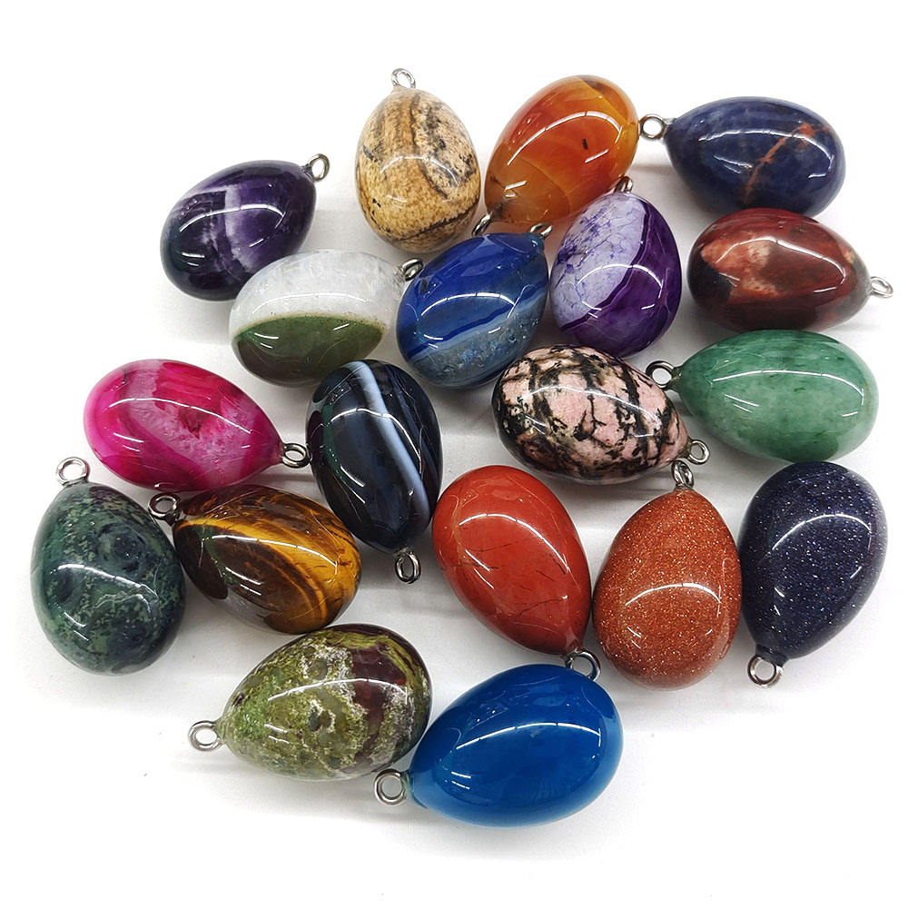 30x19mm Mini Egg Shape Pendant - Crystal Pendant Necklace Natural Stone 评论和价格