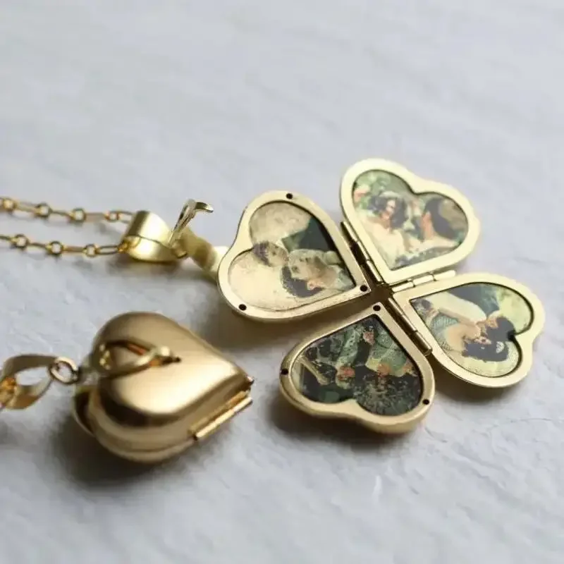 Vintage Necklace Folding Multi - Heart Locket Necklace Photo 评论和价格