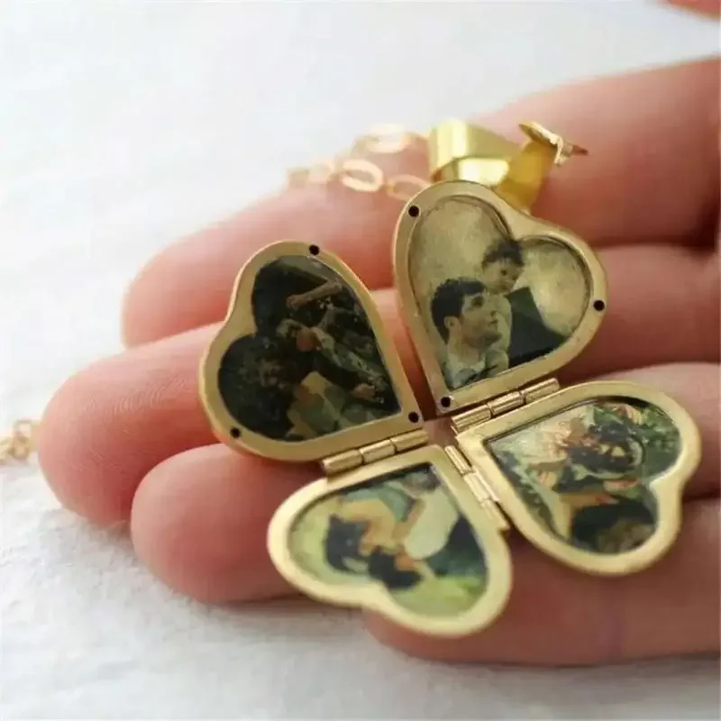 Vintage Necklace Folding Multi - Heart Locket Necklace Photo 评论和价格