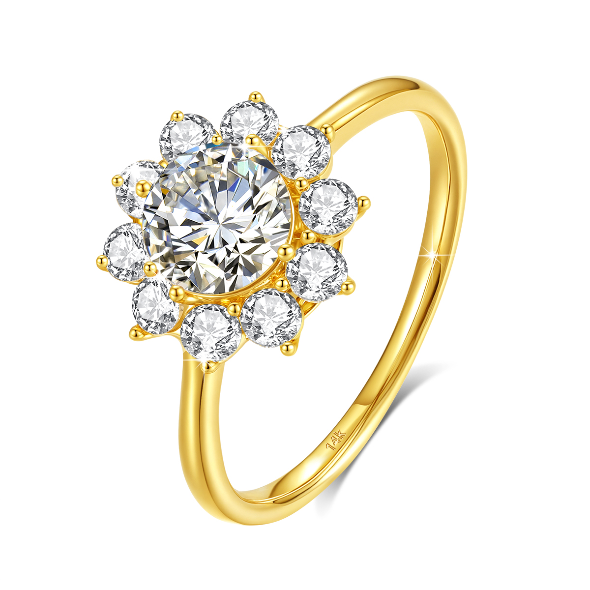 Szjinao 100% Real 14k Gold Flo - Moissanite Engagement Ring 1 Carat 评论和价格