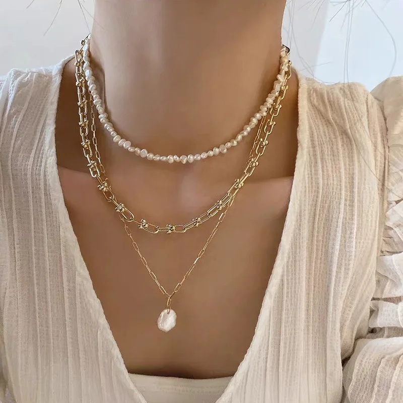 French Retro Link Chain Natura - Pearl Choker Necklace Vintage 评论和价格