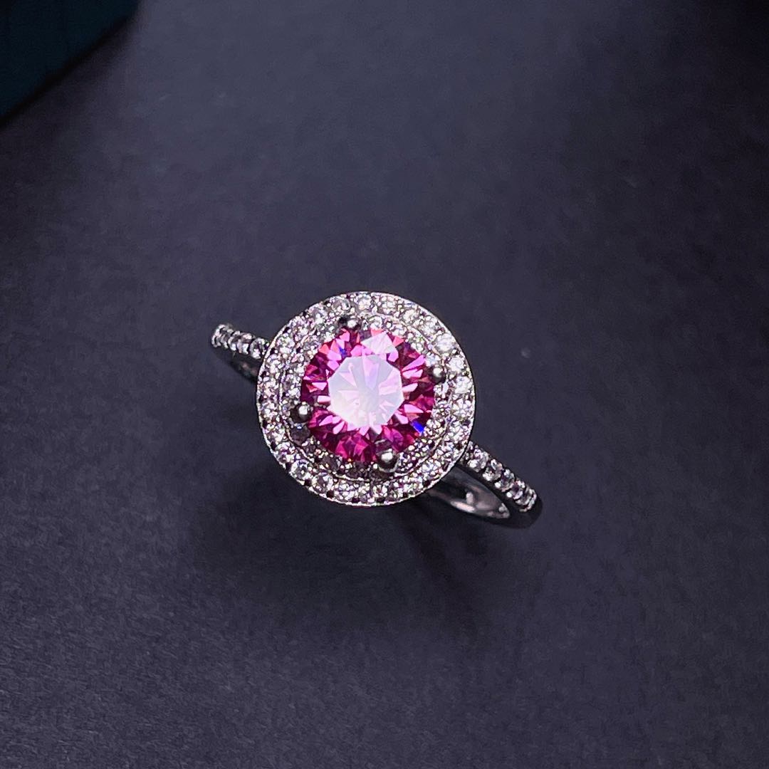 New Crackling Pink Moissanite  - Moissanite Engagement Ring 1 Carat 评论和价格