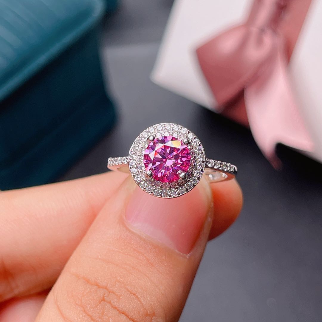 New Crackling Pink Moissanite  - Moissanite Engagement Ring 1 Carat 评论和价格