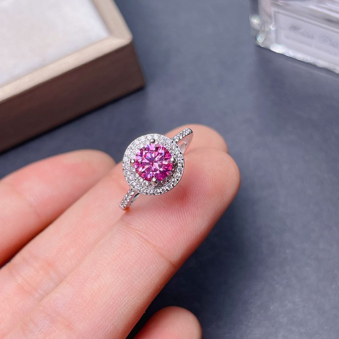 New Crackling Pink Moissanite  - Moissanite Engagement Ring 1 Carat 评论和价格