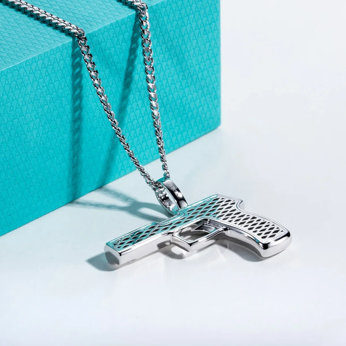 FCGJHW Moissanite Gun Pendant  - 925 Sterling Silver Chain Necklace Men 评论和价格